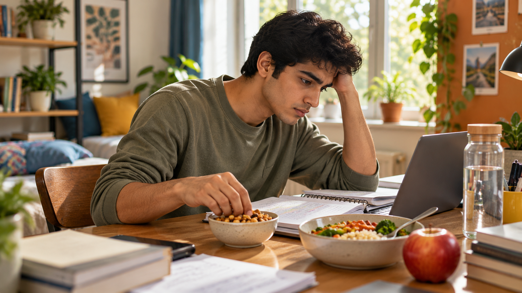 Focused Study with Snacks and Plants