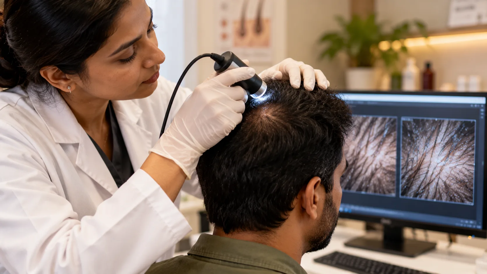 Scalp Examination with Dermatoscope