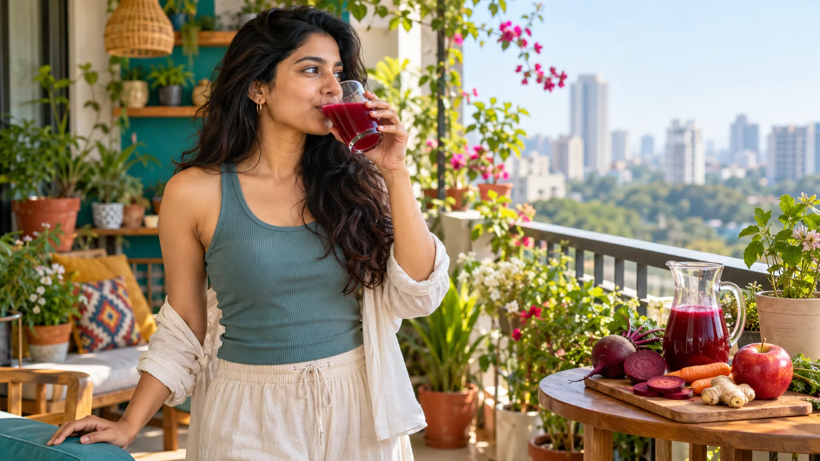 Serene Beetroot Juice Morning Balcony (1)