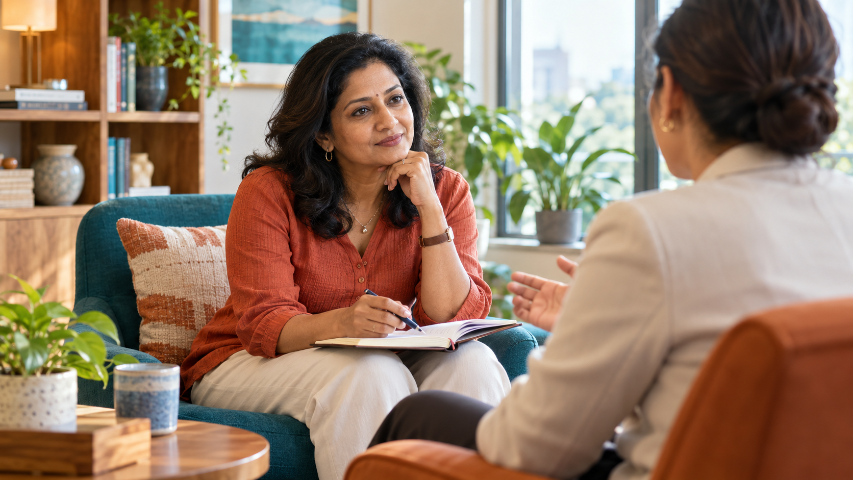 Warm Counselling Conversation by the Window