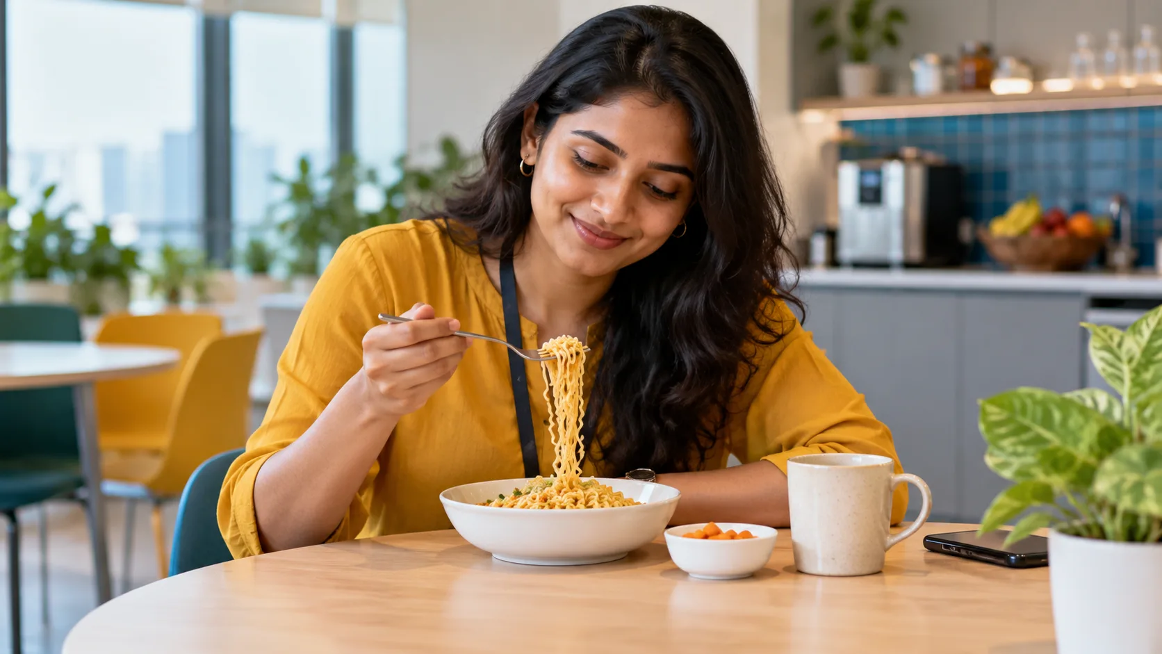 Modern Workplace Noodle Break
